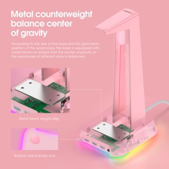 ONIKUMA ST-2 RGB Lighting Headset Holder Stand(Pink)