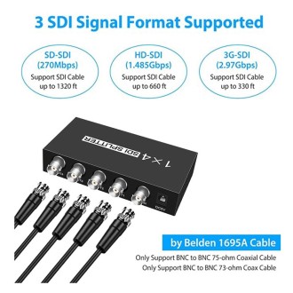 1 In 4 Out SD-SDI / HD-SDI / 3G-SDI Distribution Amplifier Video SDI Splitter(UK Plug)