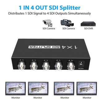 1 In 4 Out SD-SDI / HD-SDI / 3G-SDI Distribution Amplifier Video SDI Splitter(UK Plug)