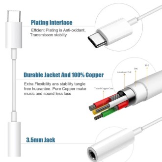 USB-C / Type-C Male to 3.5mm Female Audio Adapter Cable