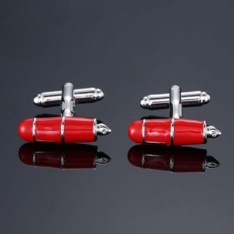 Men Shirts Enamel Lacquered Cufflinks, Color: Red Pen