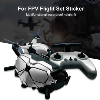 FPV-TZ-SF 4 in 1 Waterproof Anti-Scratch Decal Skin Wrap Stickers Personalized Film Kits for DJI FPV Drone & Goggles V2 & Remote