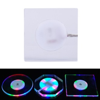 100x10mm Square USB Charging LED Light Up Acrylic Coaster Transparent Crystal Base(Colorful Light)