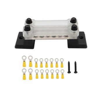 CP-3052 150A 12-48V RV Yacht Double-row 6-way Busbar with 16pcs Terminals(Black)