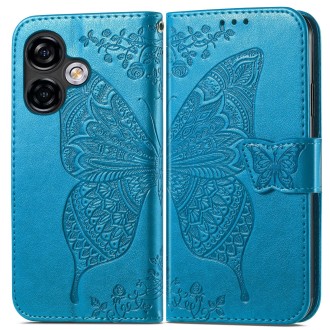 For Ulefone Note 16 Pro Butterfly Love Flower Embossed Leather Phone Case(Blue)