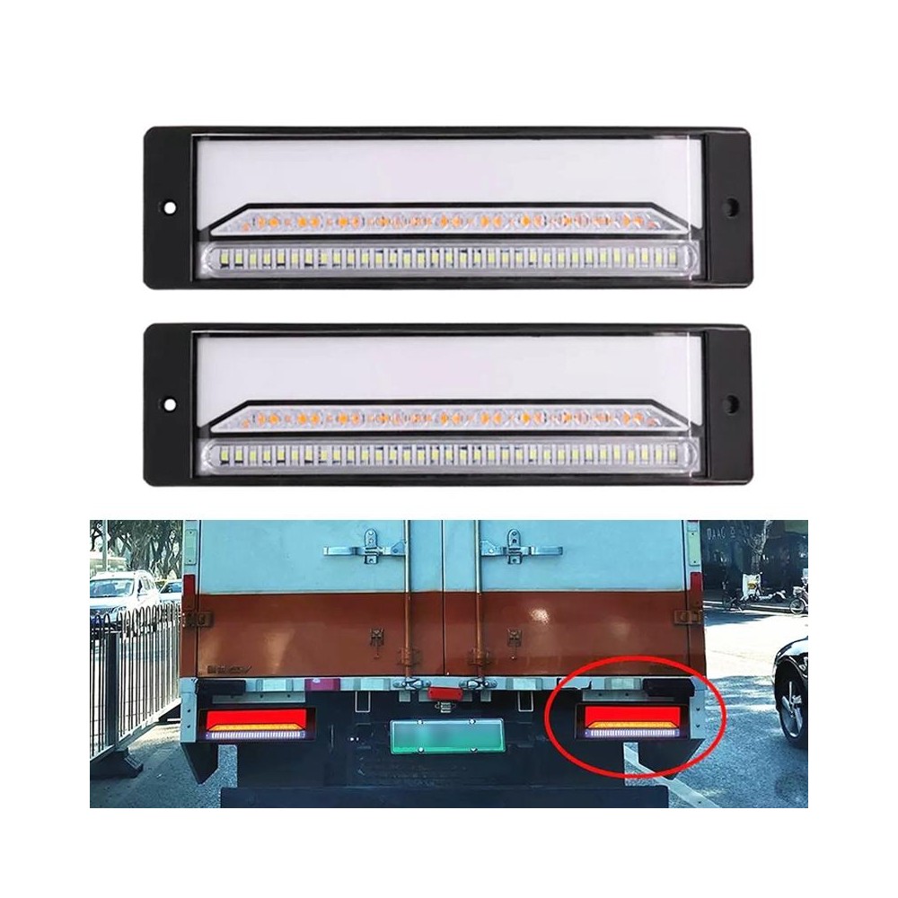 2 PCS Heavy-duty Truck Trailer 147LED Light Guide Three-color Brake Light (Transparent)