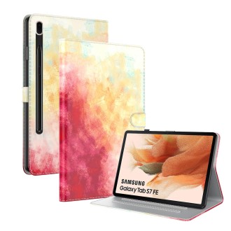 For Samsung Galaxy Tab S7 FE 12.4 inch 2021 T730 / T736 Voltage Watercolor Pattern Skin Feel Magnetic Horizontal Flip PU Leather