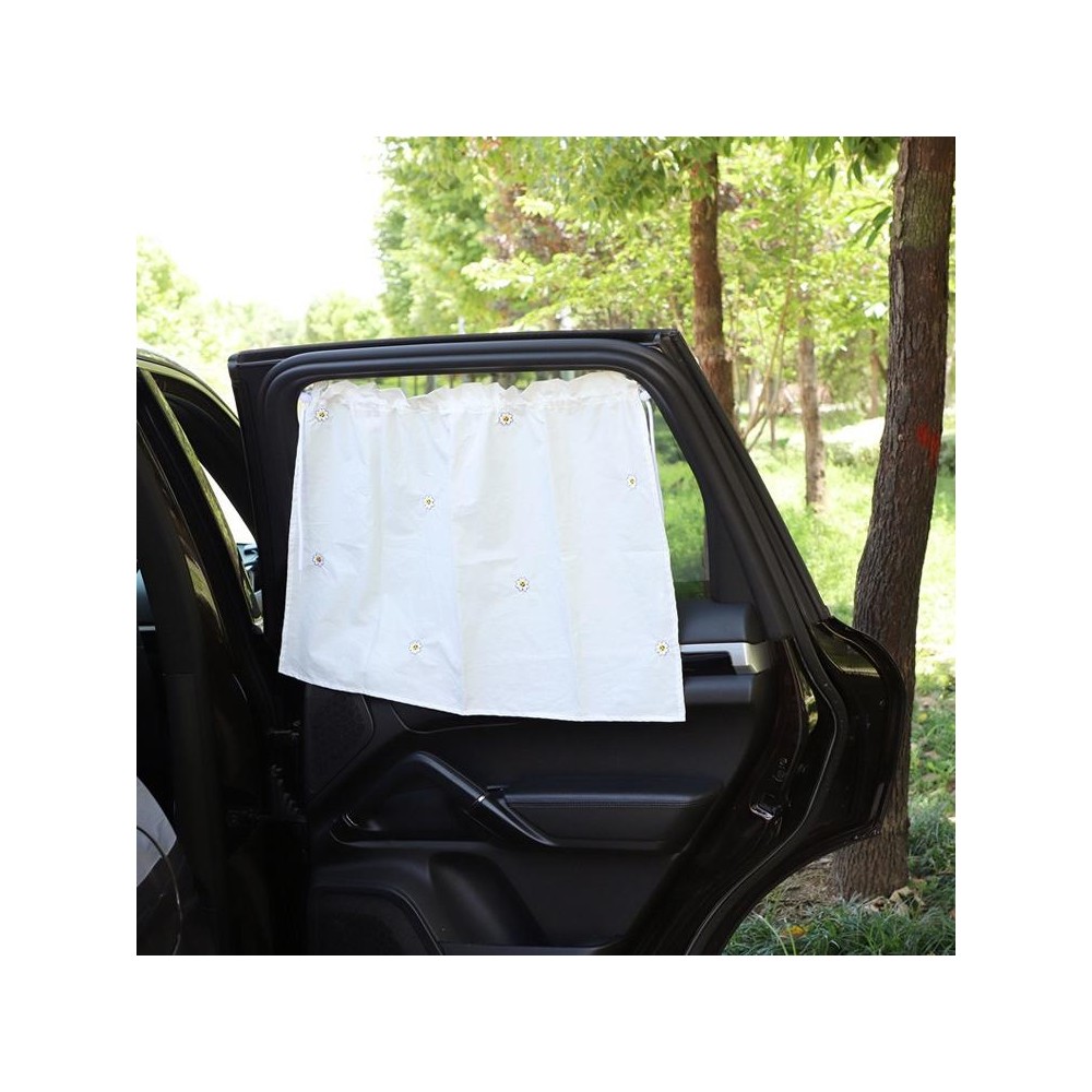 Car Embroidery Curtain Sunshade Cartoon Cotton Suction Cup Curtain Car Sunscreen Insulation Covering Curtain(Sun Flower)