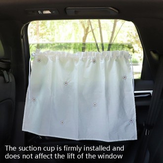 Car Embroidery Curtain Sunshade Cartoon Cotton Suction Cup Curtain Car Sunscreen Insulation Covering Curtain(Sun Flower)