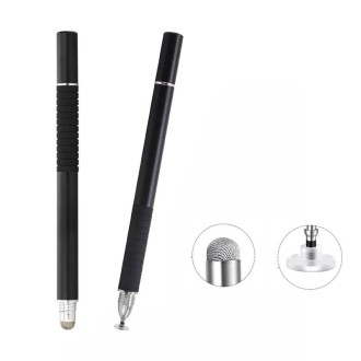 AT-31 Conductive Cloth Head + Precision Sucker Capacitive Pen Head 2-in-1 Handwriting Stylus(Black)