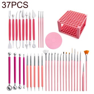 37 In 1 Pottery Tool Set Includes Carving Knife & Turntable & Brush & 96-hole Easel