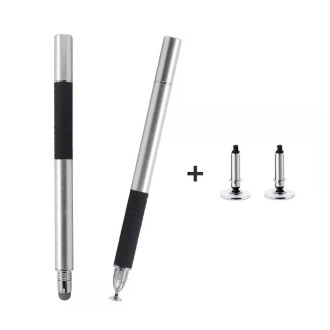 AT-31 Conductive Cloth Head + Precision Sucker Capacitive Pen Head 2-in-1 Handwriting Stylus with 2 Pen Head(Silver Grey)