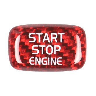 Car Carbon Fiber Engine Start Button Decorative Cover Trim for Volvo V40 2013-2019 (Red)