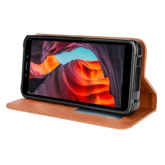 For Ulefone Armor X10 / X10 Pro Magnetic Buckle Retro Texture Leather Phone Case(Brown)