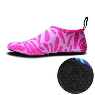 Non-slip Wear-resisting Thick Rubber Sole Diving Shoes and  Socks, One Pair(Figured Pink)