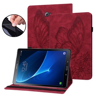 For Samsung Galaxy Tab A 10.1 2016 T580/T585 Big Butterfly Embossed Leather Tablet Case(Red)