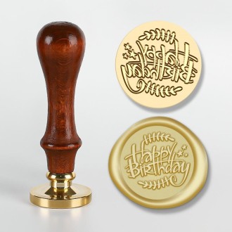 English Letters Series Fire Lacquer Seal Toxca Handle+Brass Seal Head(YW-15 Happy Birthday)