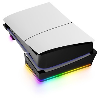 For Sony PS5 Slim IPEGA PG-P5S021 RGB Light Host Horizontal Stand With 4 USB HUBs, Color: Black