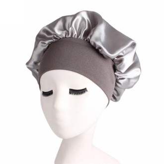 2 PCS TJM-301 Night Cap With Wide Brim And Elasticity Headband Ladies Chemotherapy Cap Hair Care Hat, Size: M 56-58cm(Silver)