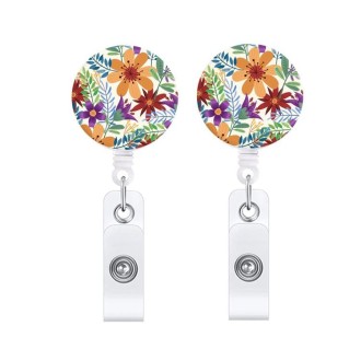 2 PCS Retro Fresh Small Floral Retractable Badge Reel Name Tag Card Badge(No. 3)