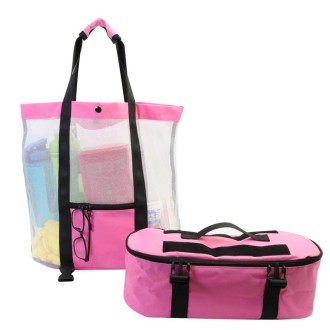 STSNB-001 Outdoor Leisure 2 in 1 Detachable Beach Storage Bag Insulation Bag(Pink)