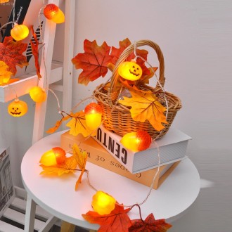 2m 10 Lights LED Decorative Light String, Style:Maple Leaf Pumpkin + Acorn