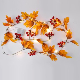 2m 10 Lights LED Decorative Light String, Style:Rhombus Leaf + Red Fruit