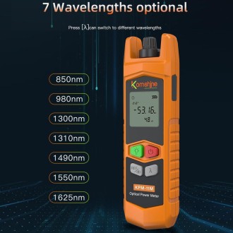 Komshine High Precision Optical Power Meter Mini Fiber Optic Light Attenuation Tester With LED, Specification: A-G/-70dBM to +6D