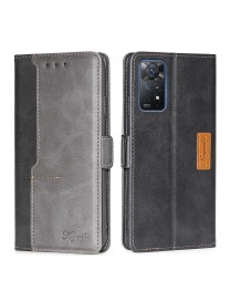 For Xiaomi Redmi Note 11 Pro 4G/Redmi Note 11 Pro 5G Global Contrast Color Side Buckle Leather Phone Case(Black + Grey)