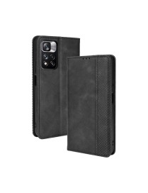 For Xiaomi Redmi Note 11 Pro / 11 Pro+ Magnetic Buckle Retro Texture Leather Case(Black)