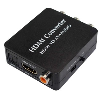 HDMI to AV Audio Converter Support SPDIF Coaxial Audio NTSC PAL Composite Video HDMI to 3RCA Adapter for TV /PC /PS3 / Blue-ray 