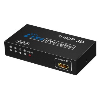 HW-HD104E 1 to 4 EP Chip Available Splicing Screen HDMI Splitter, EU Plug(Black)