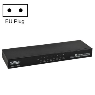 FJGEAR FJ-810UK 8 In 1 Out USB KVM Switcher With Desktop Switch, Plug Type:EU Plug(Black)