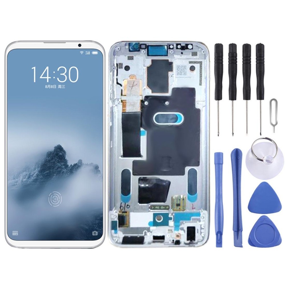 Original LCD Screen for Meizu 16 / 16th / M882H / M882Q Digitizer Full Assembly with Frame(White)