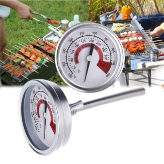 Stainless Steel Oven Thermometers BBQ Smoker Pit Grill Bimetallic Thermometer Temp Gauge Cooking Tools with Dual Display & Anti-