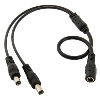 5.5mm x 2.1mm DC Power Female Barrel to 2 Male Barrel Connector Cable for LED Light Controller, Length: 35cm