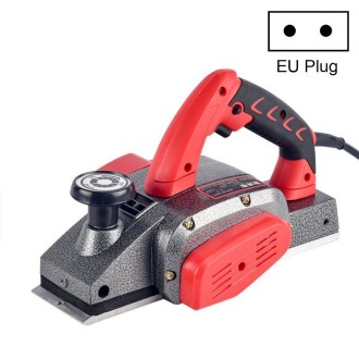 Portable Multifunctional Electric Wood Planer Household Desktop Woodworking Electric Push Planing Tool,EU Plug, Model: Dust Coll