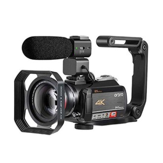 ORDRO AC5 4K HD Night Vision WiFi 12X Optical Zoom Digital Video DV Camera Camcorder, Style:Standard + Microphone + Handheld Sta