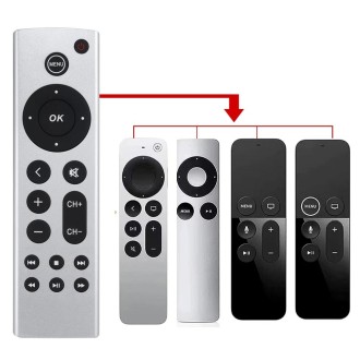 For Apple TV Remote Control 4K / HD A2169 A1842 A1625 Without Voice(Silver)