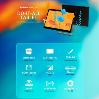 ALLDOCUBE iPlay 20P T1021P 4G Call Tablet, 10.1 inch, 6GB+128GB, Android 11 MTK Helio P60 (MT6771) Octa Core 2.0GHz, Support OTG