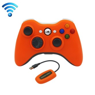 For Microsoft Xbox 360 / PC XB13 Dual Vibration Wireless 2.4G Gamepad With Receiver(Orange)