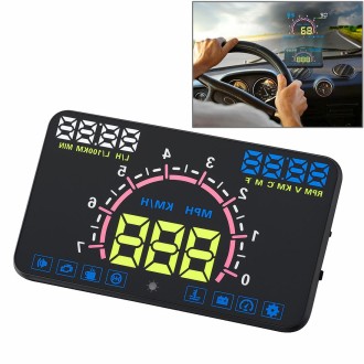 E350 5.8 inch Car HUD / OBD2 Vehicle-mounted Gator Automotive Head Up Display Security System with Multi-color LED, Support Car 