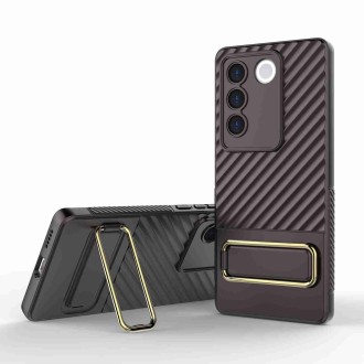 For vivo S16 5G Wavy Textured Phone Case (Brown)