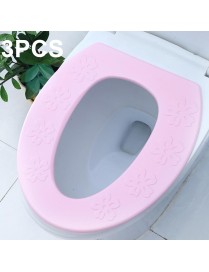 3 PCS High Foam EVA Waterproof Thickened O-Type Toilet Cushion, Size: 40x34.5cm(Flower Pink)
