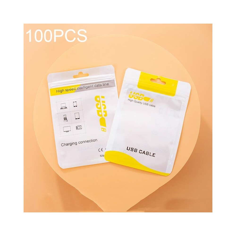 100 PCS Data Cable Packaging Bag Plastic Sealing Bag, Size:10.5x15cm(Yellow)