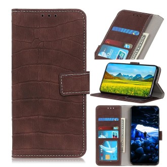 For Asus Zenfone 7 Magnetic Crocodile Texture Horizontal Flip Leather Phone Case(Brown)