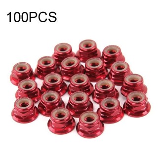 100 PCS iFlight M5 CW 6061 Aluminum Motor Screw Nuts Nylon Insert Self Lock Flange Nut for RC FPV Racing Drone Motor(Red)