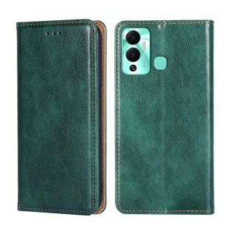 For Infinix Hot 12 Play Gloss Oil Solid Color Magnetic Leather Phone Case(Green)