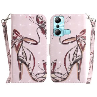 For Infinix Hot 20i 3D Colored Horizontal Flip Leather Phone Case(Butterfly High-heeled)
