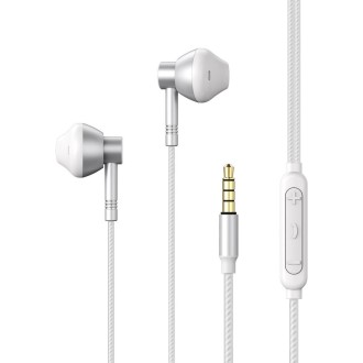 REMAX RM-201 In-Ear Stereo Metal Music Earphone with Wire Control + MIC, Support Hands-free(Silver)